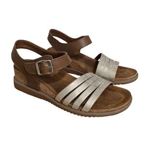Eurosoft‎ by Sofft Women's Size 7 M Brown Metallic Strappy Cork Wedge Sandals